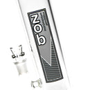 ZOB Glass - 16" Reduced Straight Zobello Perc - Striped Instrum Label - Black & White - The Cave