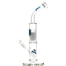 ZOB Glass - 16" Straight Wubbler 8 Arm Tree Perc - Pyramids Label - Blue & Black - The Cave