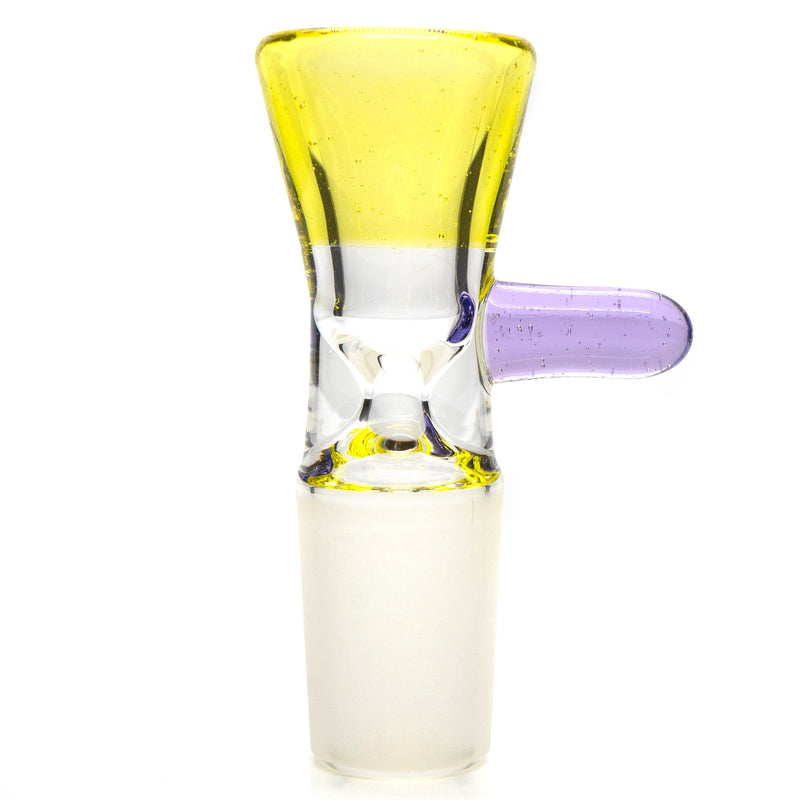 Unity Glassworks - Single Hole Martini Slide - 18mm - Citrine & Purple Rain - The Cave