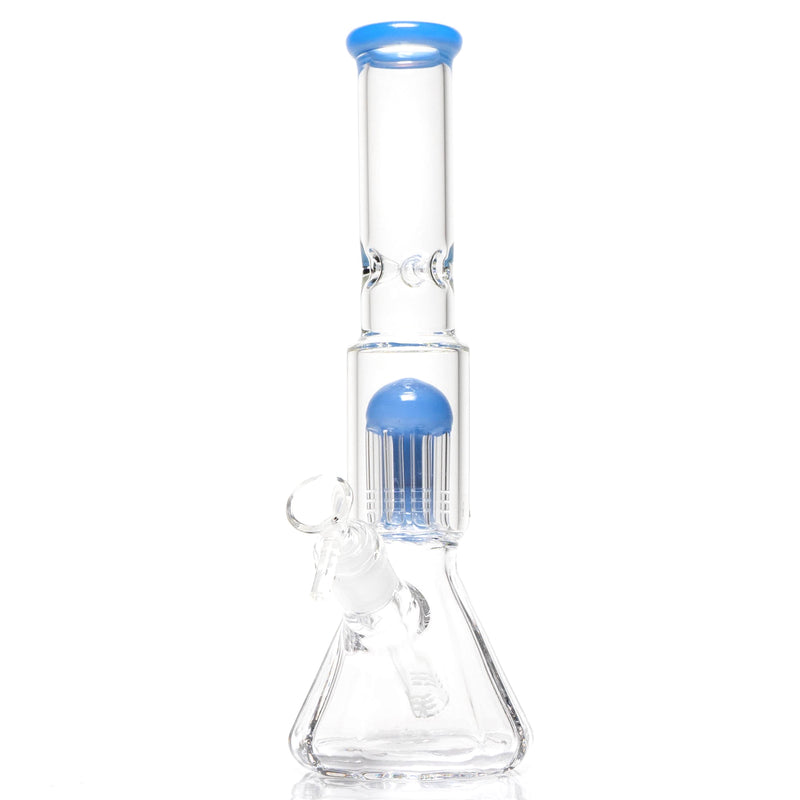 Shooters - 12" Tree Perc Diamond Base Beaker - Milky Blue Accent - The Cave