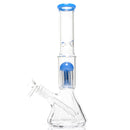 Shooters - 12" Tree Perc Diamond Base Beaker - Milky Blue Accent - The Cave