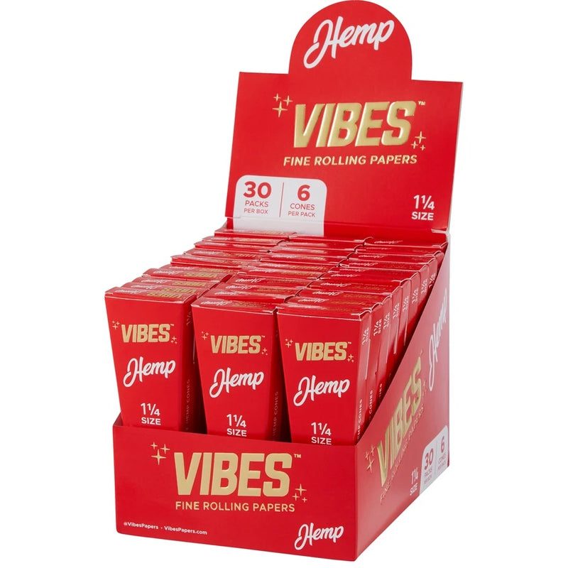 Vibes - 1.25 Hemp - 6 Cones - 30 Pack Box - The Cave