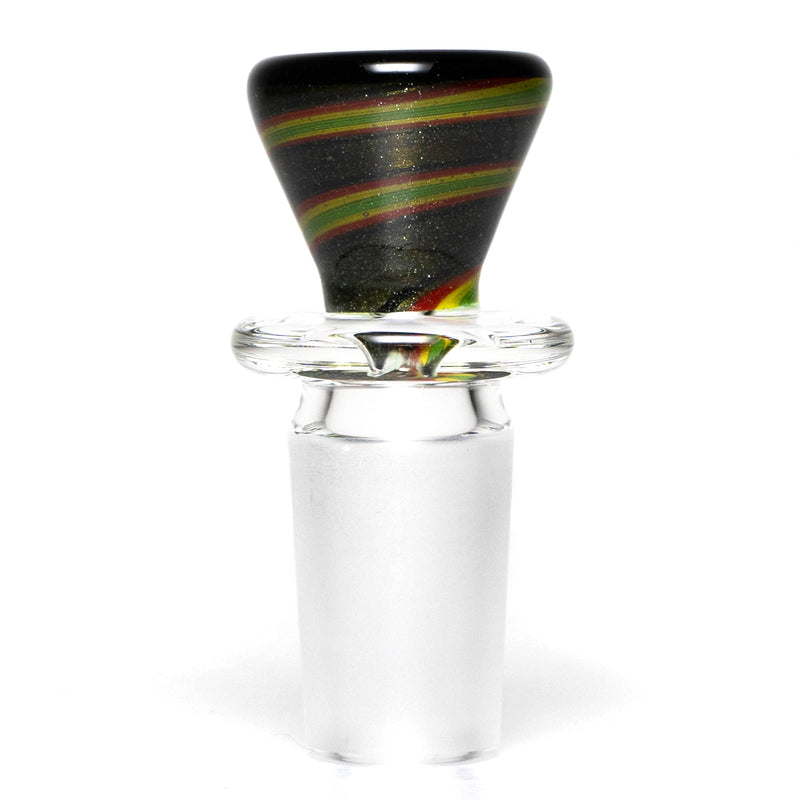 Aaron Vigil - Worked Martini Slide - 18mm - Rasta w/ Metal Fleck - The Cave