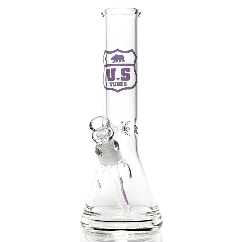 US Tubes - 12" Beaker 50x5 - Ice Pinch - Purple Highway Outline - The Cave