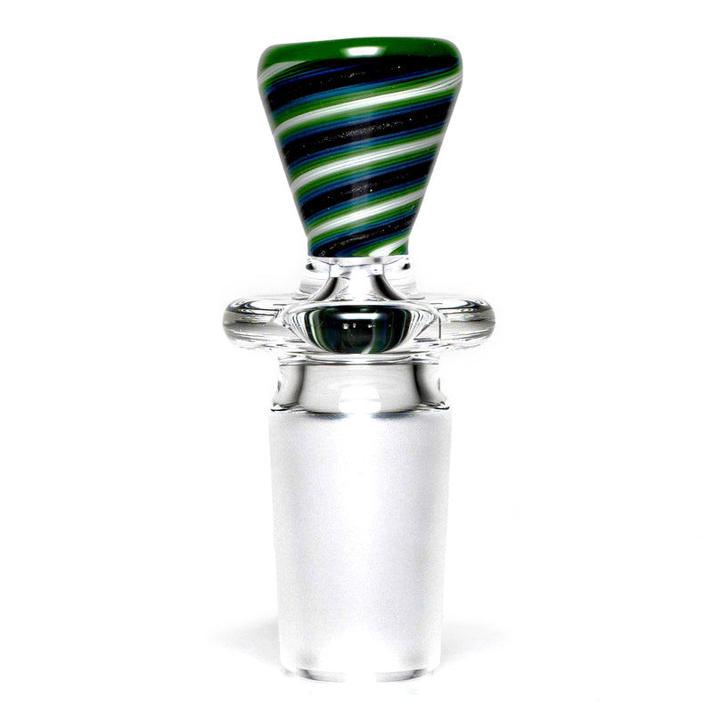 Aaron Vigil - Worked Martini Slide - 18mm - Green, White & Agua w/ Green Lip - The Cave