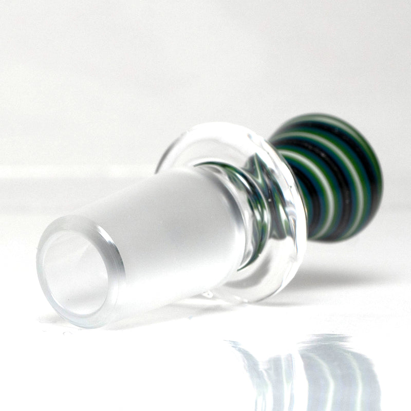 Aaron Vigil - Worked Martini Slide - 18mm - Green, White & Agua w/ Green Lip - The Cave