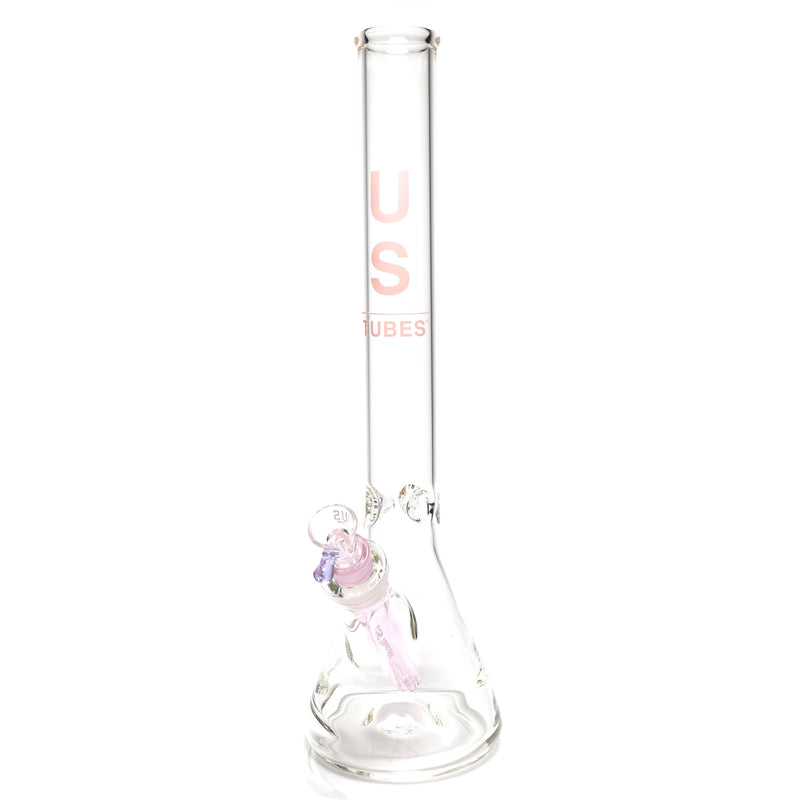 US Tubes - 18" Beaker 50x5 w/ 24mm Joint - Pink Vertical Label w/ Purple Handle Slide - The Cave