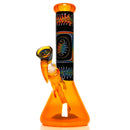 Ill Glass - Custom Mini Beaker - Transparent Orange w/ Rainbow Linework - The Cave