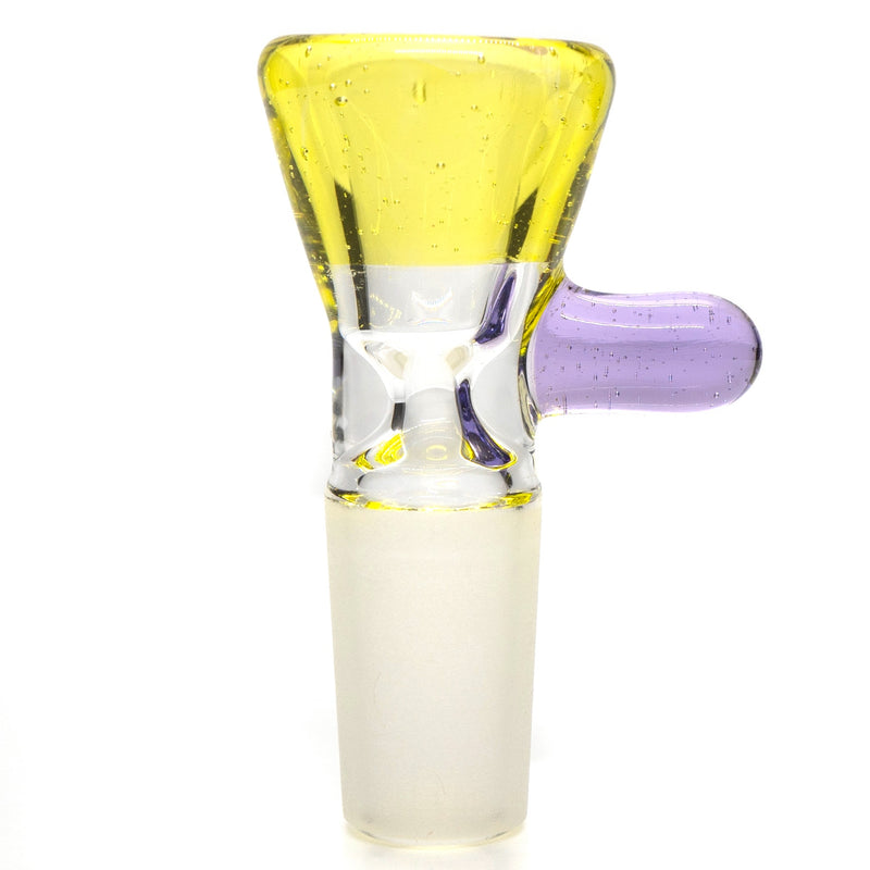 Unity Glassworks - Single Hole Martini Slide - 14mm - Citrine & Purple Rain - The Cave